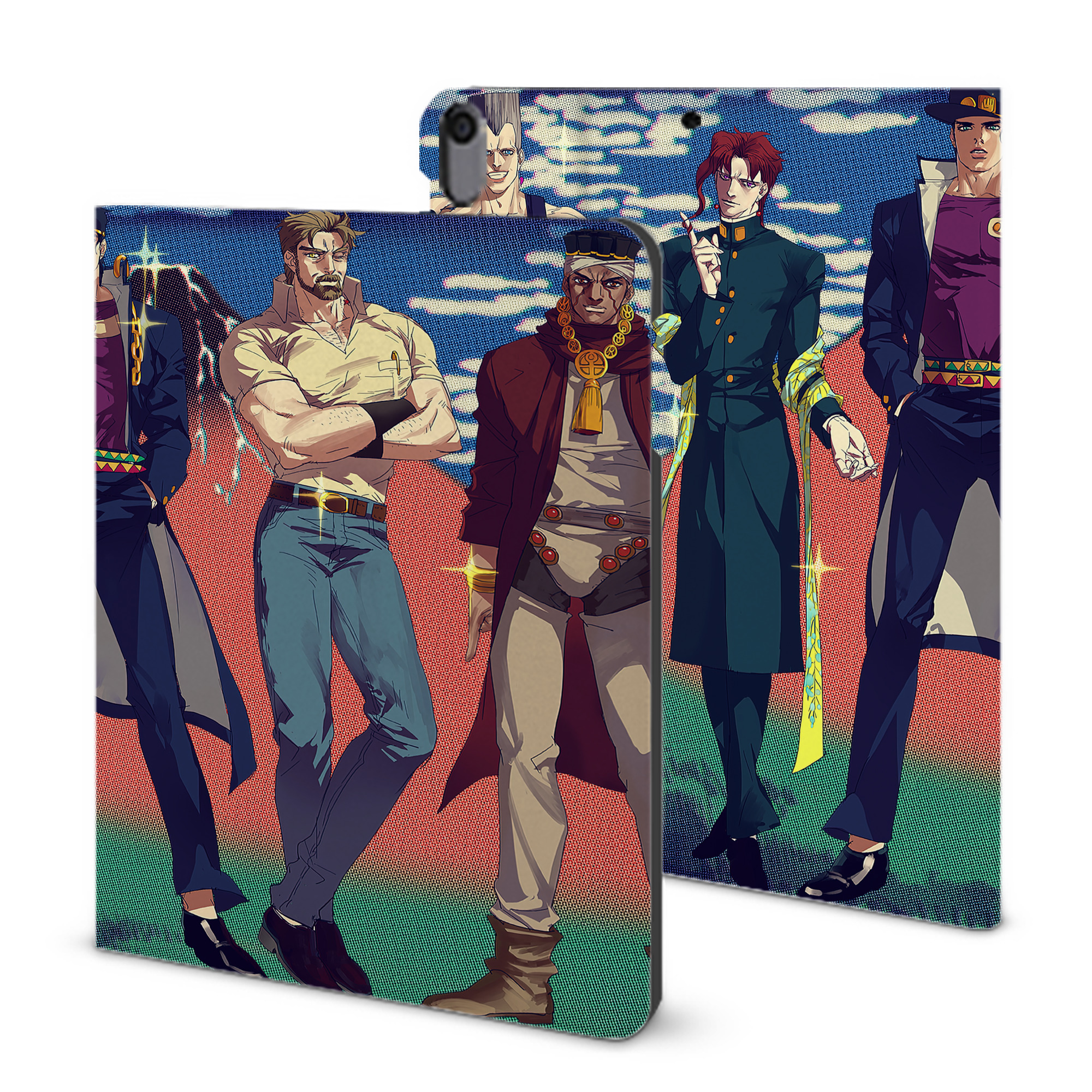 （画像用） ジョジョの奇妙な冒険 JoJo's Bizarre Adventure IPad ケース ブック型 PUレザー TPU 耐衝撃 軽量 薄型 ペン収納なし 全面保護 IPad 各モデル対応